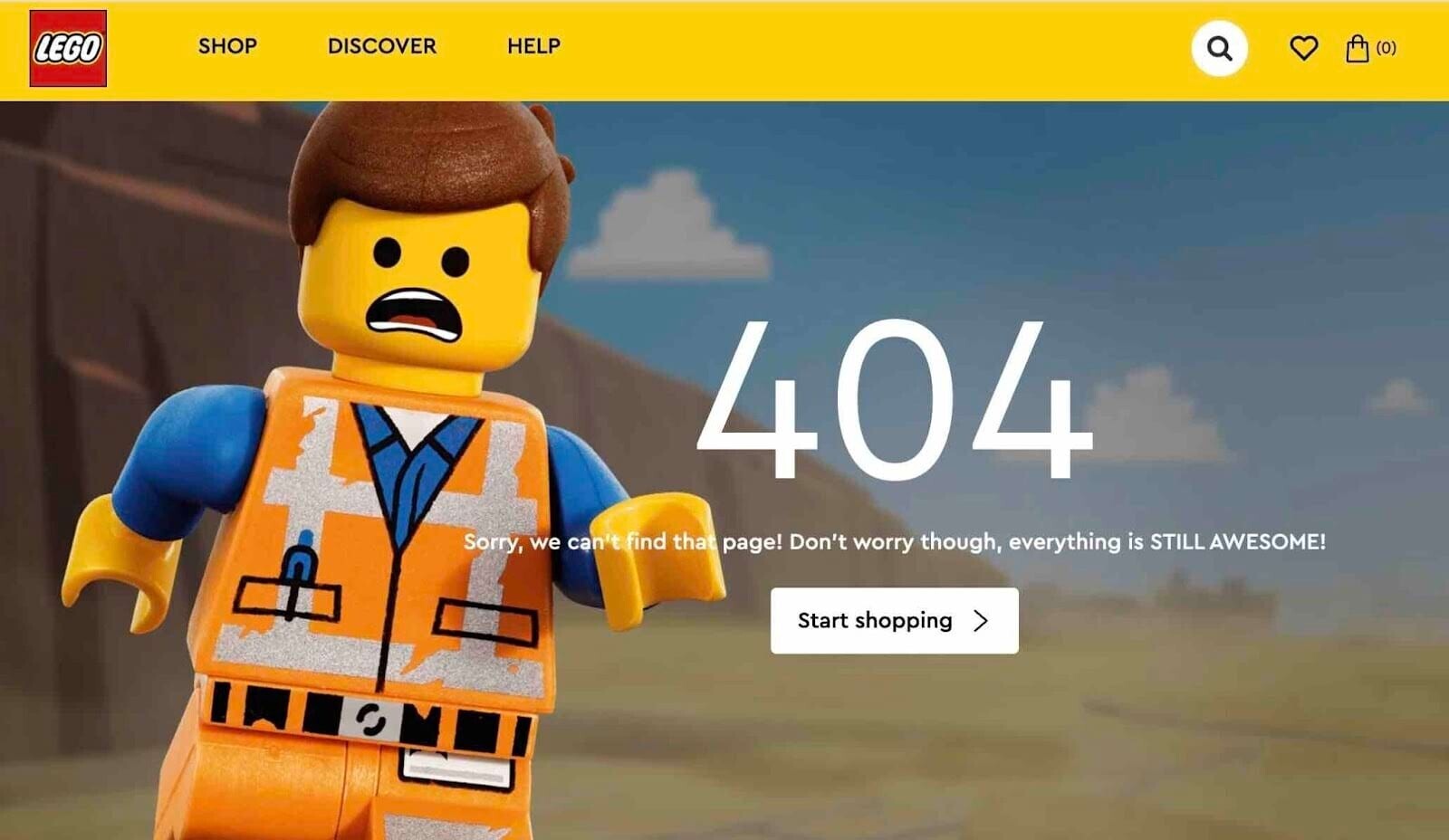 404 Error page of the Lego website.