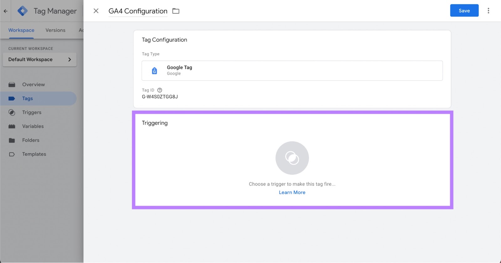 Triggering box under ga4 configuration