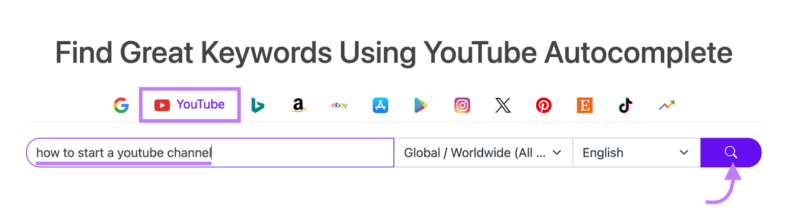 Keyword Tool search bar