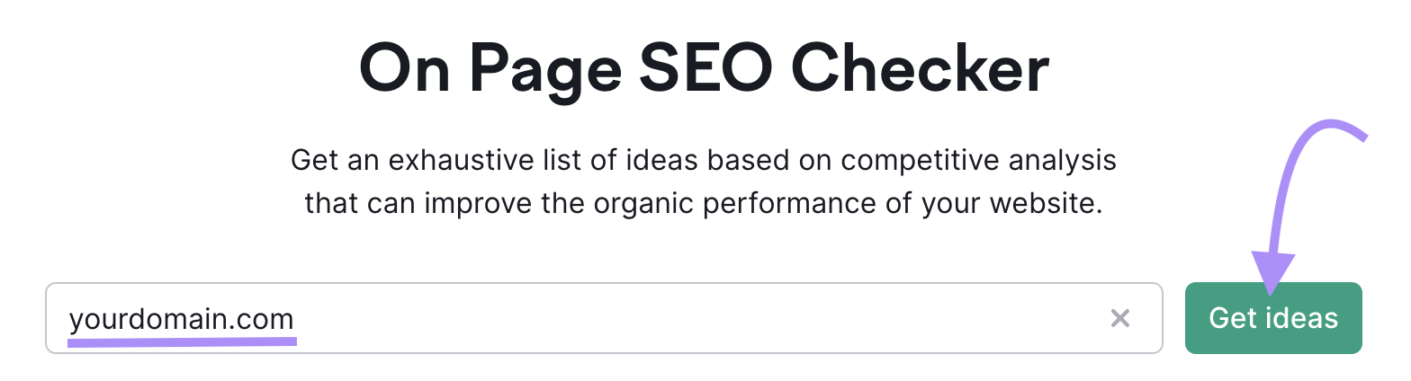 On Page SEO Checker search bar