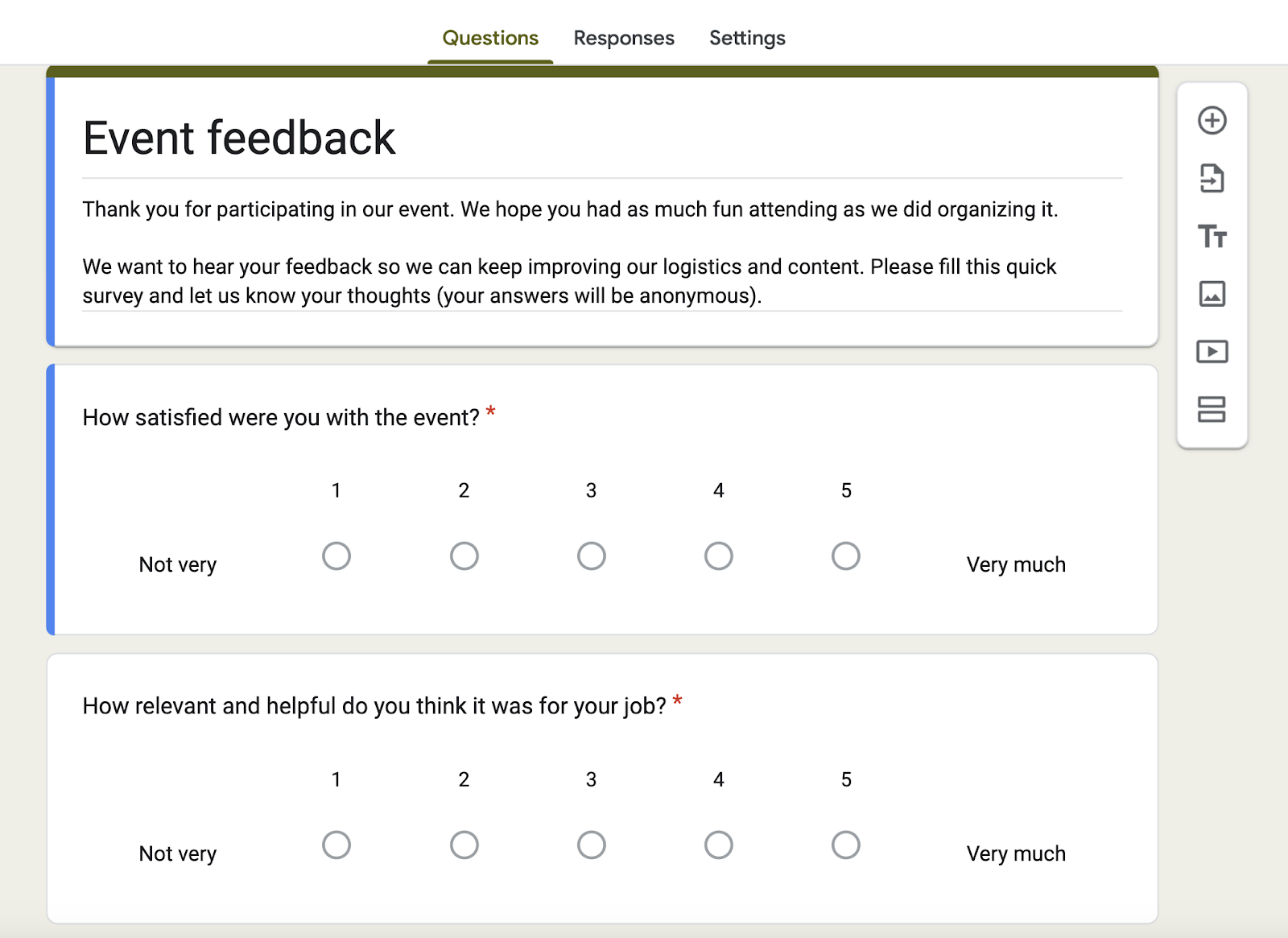 Creating a survey with Google Forms