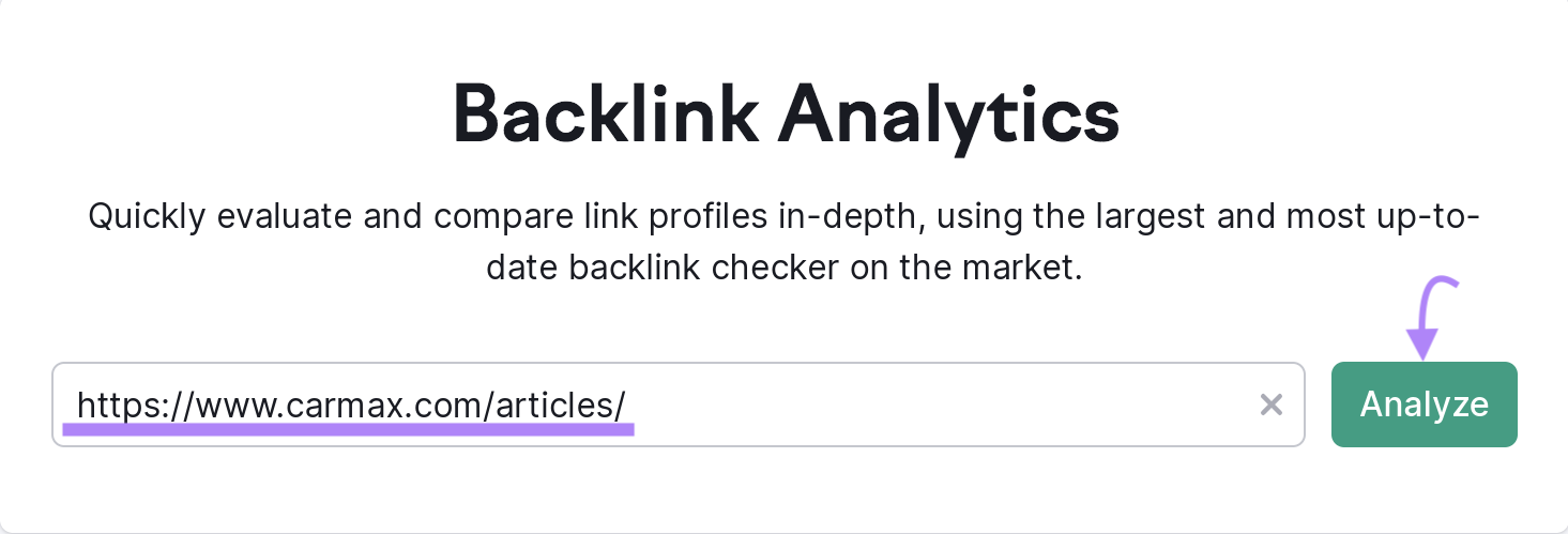 Semrush’s Backlink Analytics tool