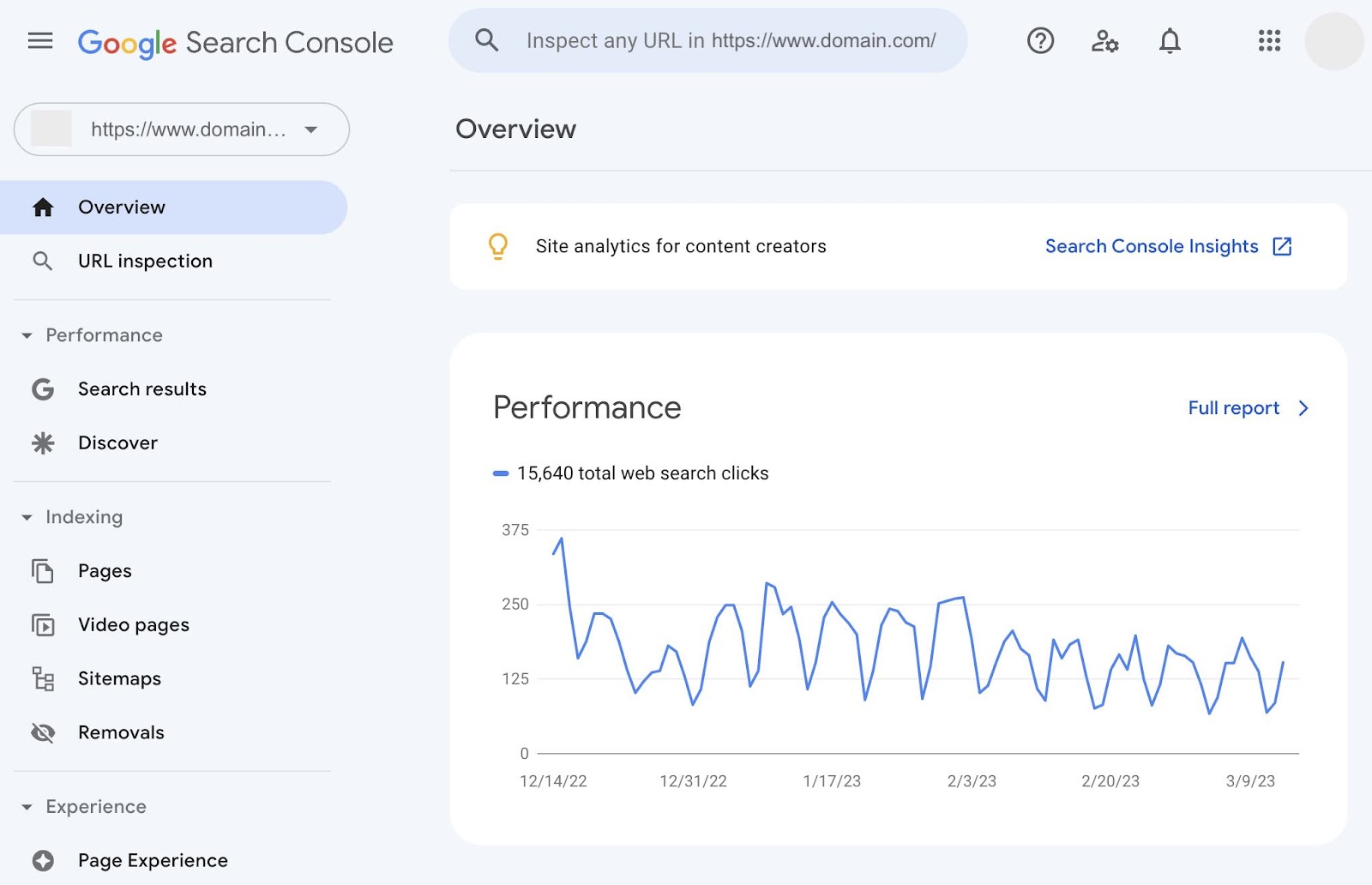 Google Search Console home