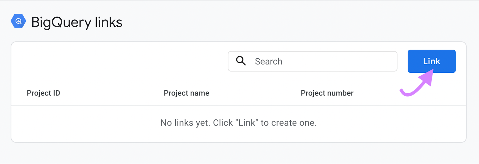 “BigQuery Links" section of GA4