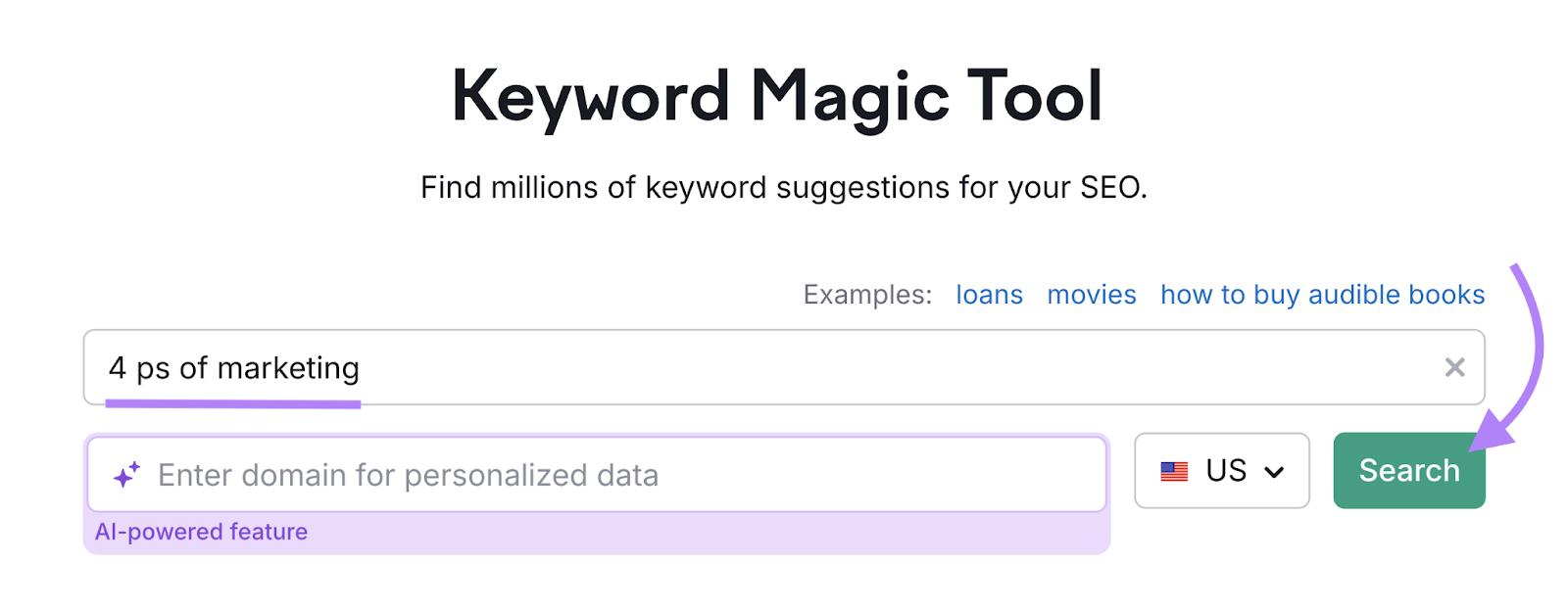 keyword search in Keyword Magic Tool