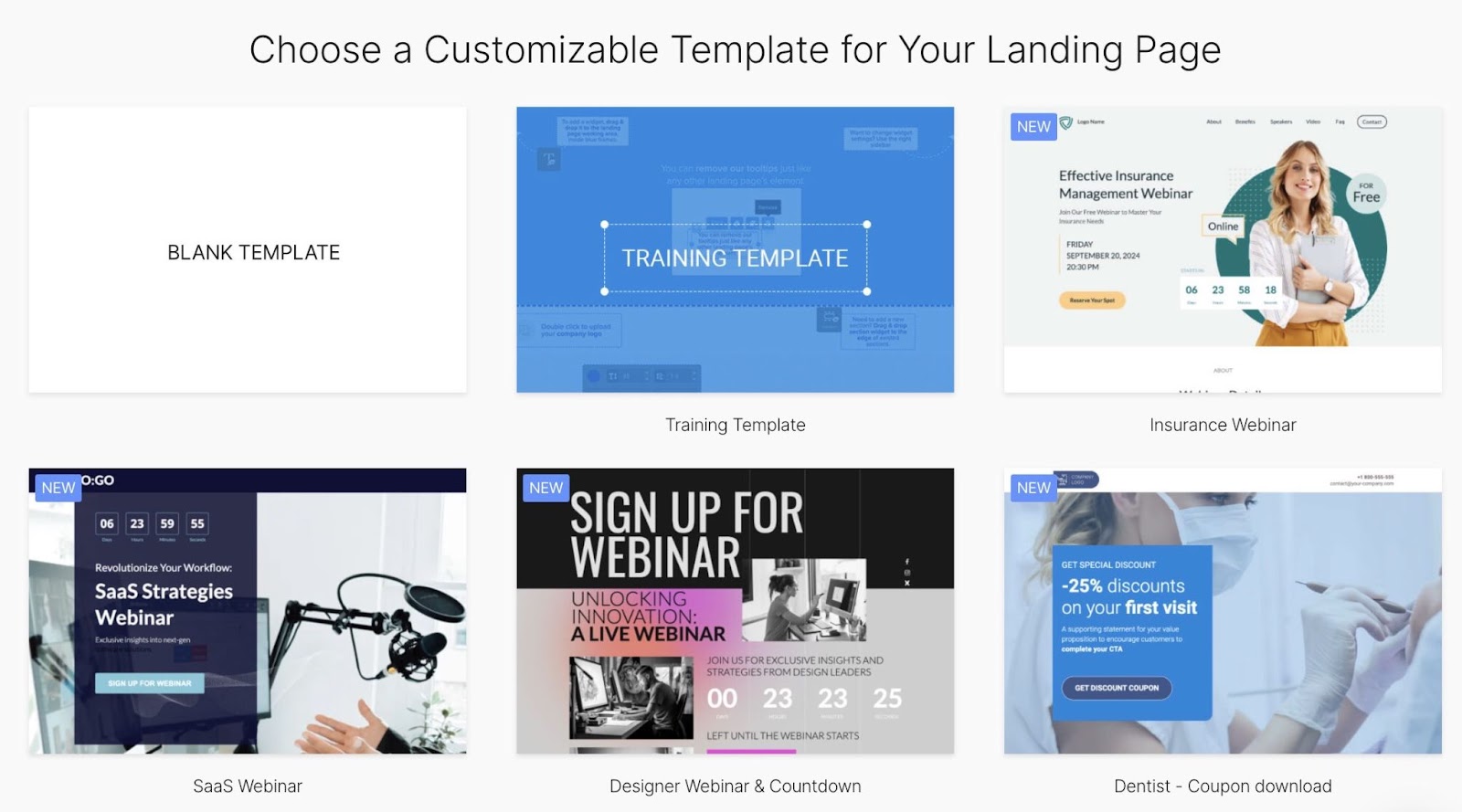 Landing Page Builder templates