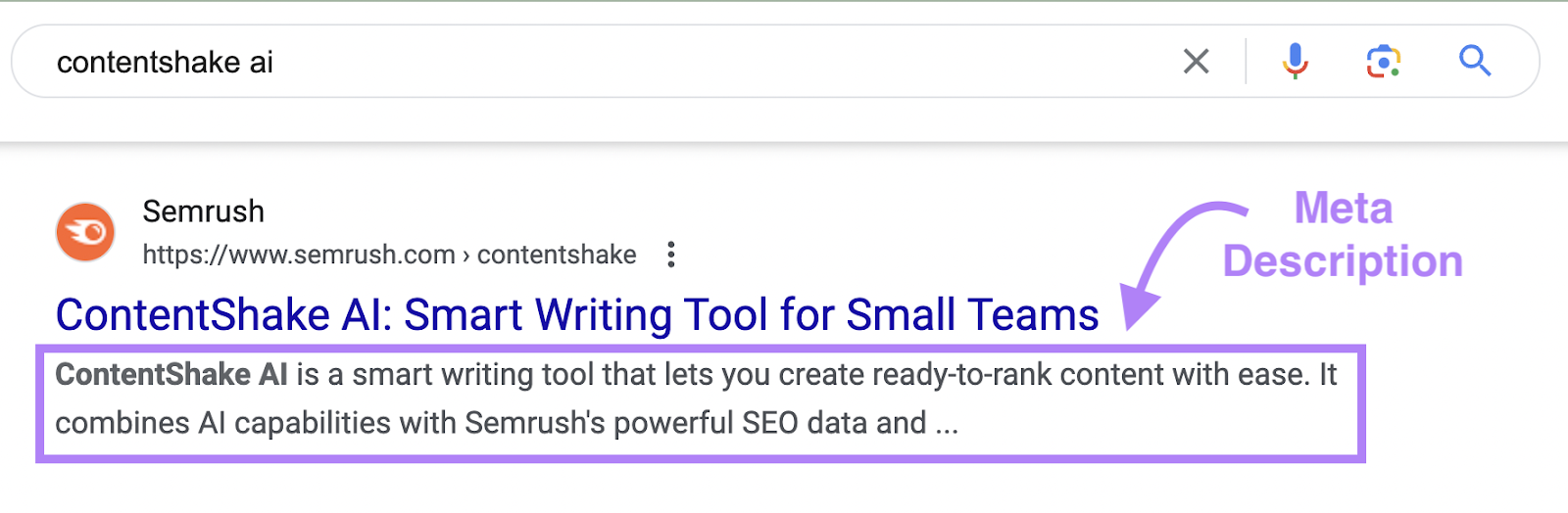 meta description for contentshake ai keyword on google serp