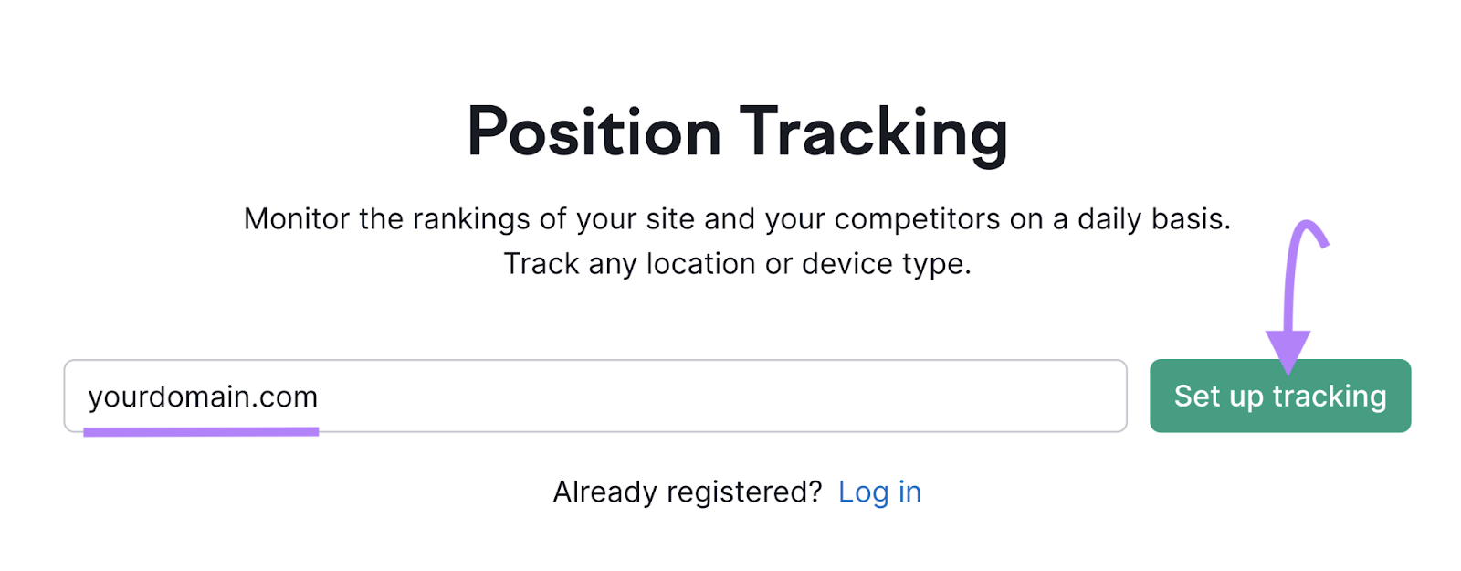 domain entered into Position Tracking tool