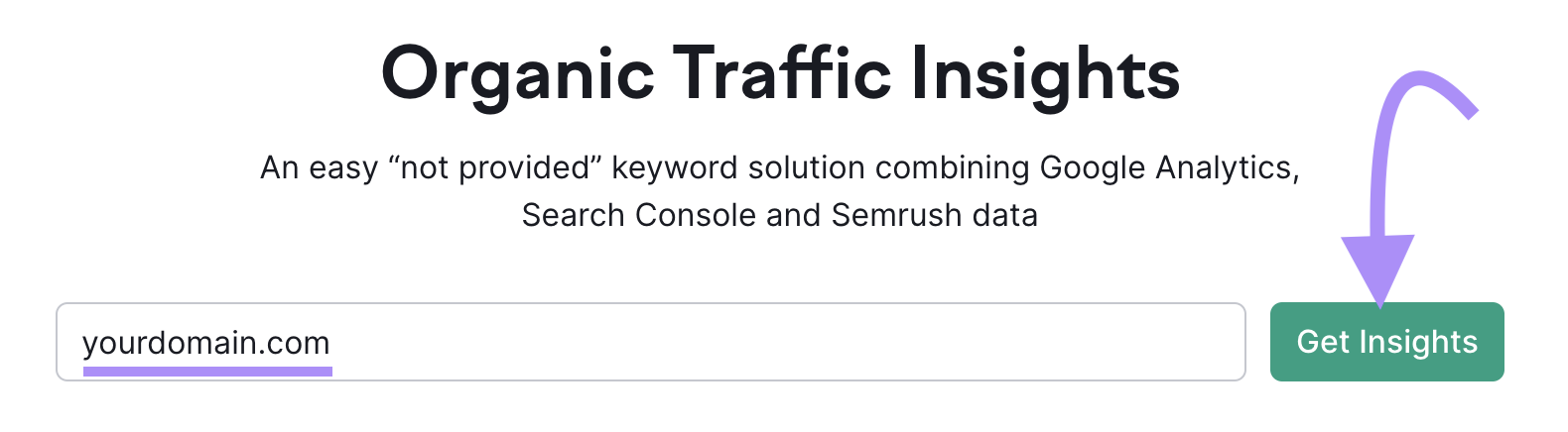 Organic Traffic Insights tool search bar