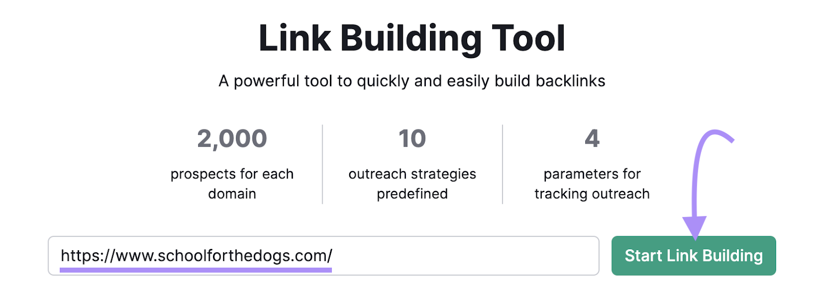 Link Building Tool search bar