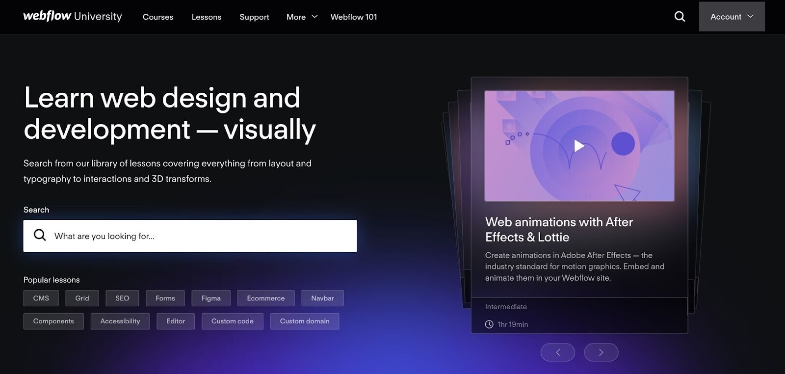 Webflow University homepage