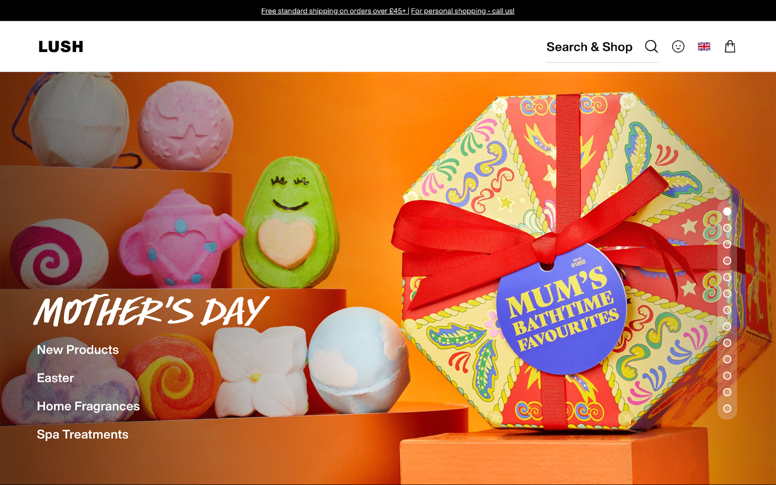 Lush homepage