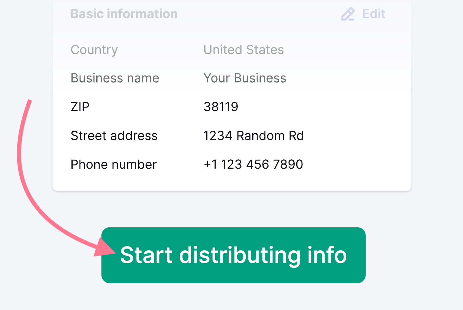 Start distributing info button