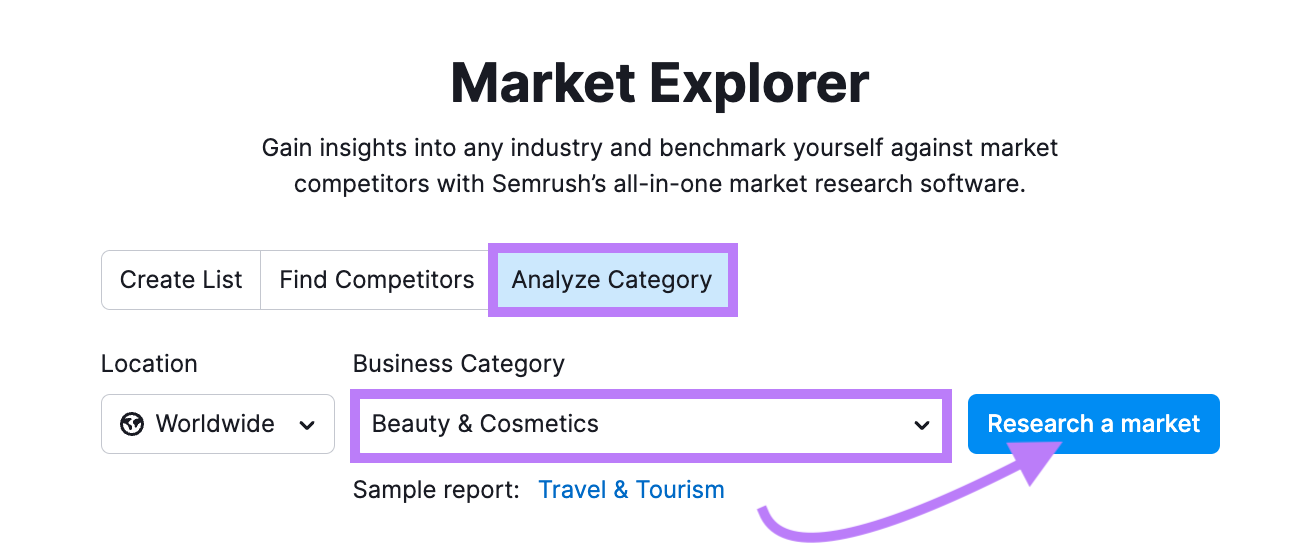 Market Explorer search