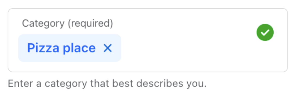 "Pizza place" added under “Category” box