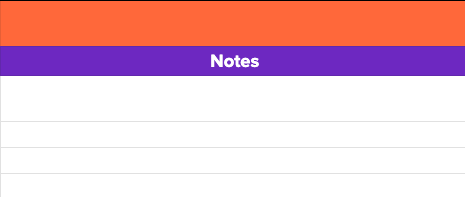 “Notes” column of social media audit template