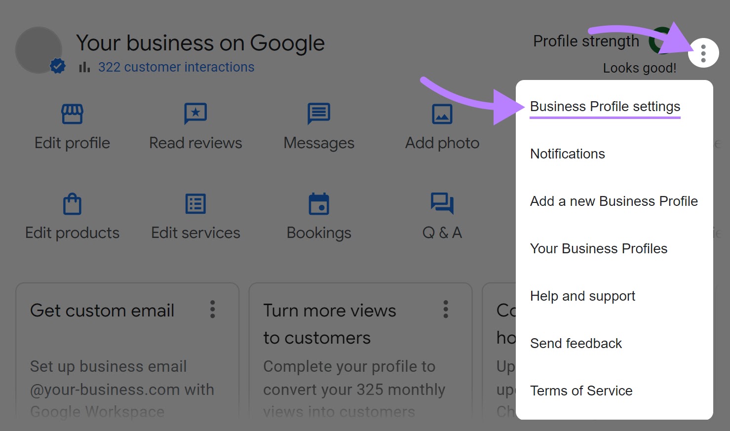 Business Profile settings