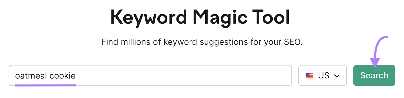 "oatmeal cookie" in Keyword Magic Tool search bar