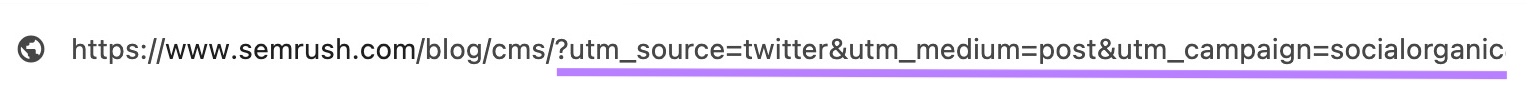UTM parameter for a social media campaign from a post on Twitter to track conversions.