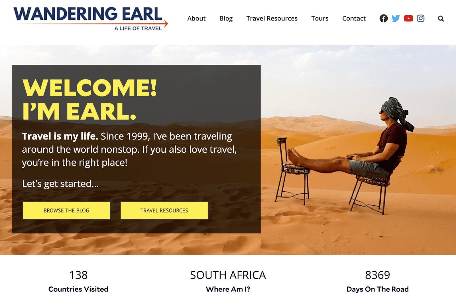 Wandering Earl's homepage with a little introduction about the author, Earl