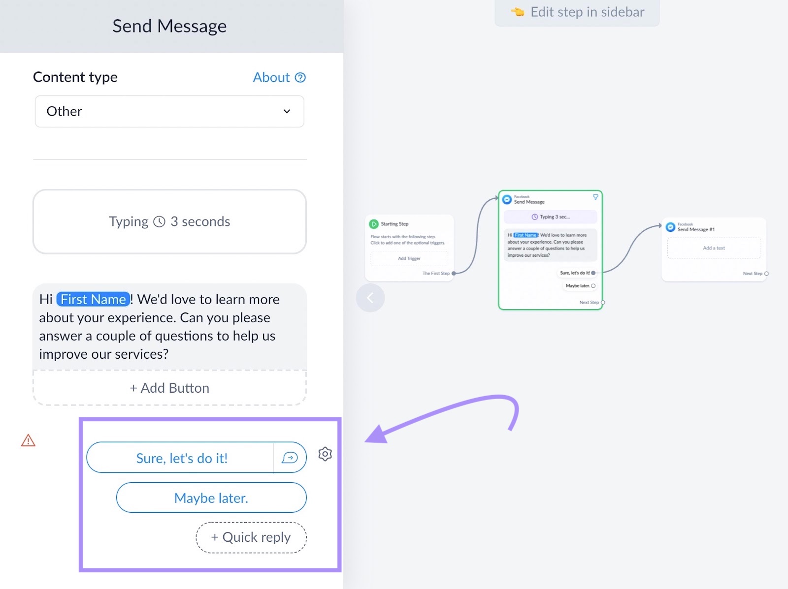 Choosing a quick reply for readers in the workflow