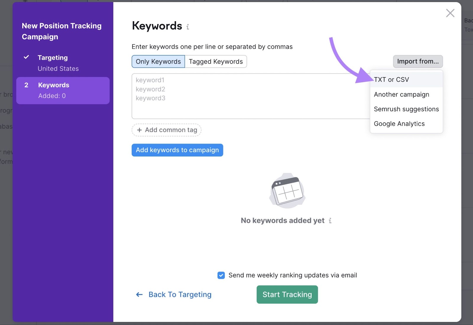 Position Tracking setup process