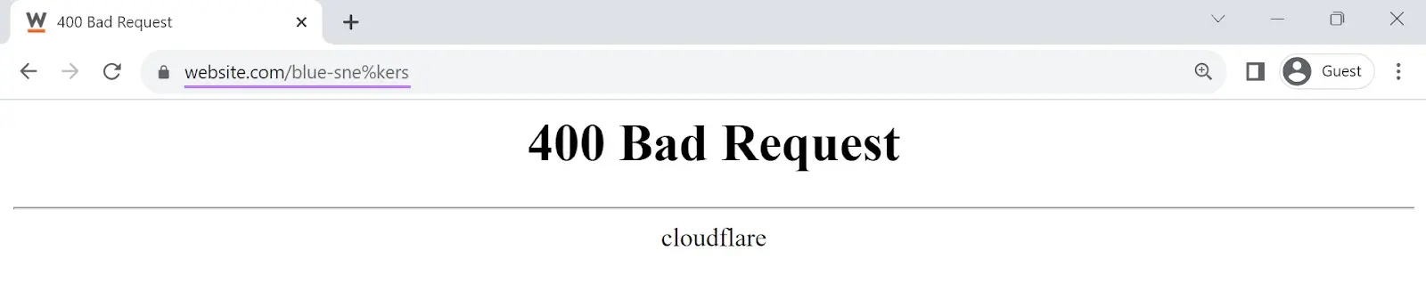 simple webpage with text that says "400 Bad Request"