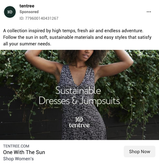 Social media advert from Tentree.