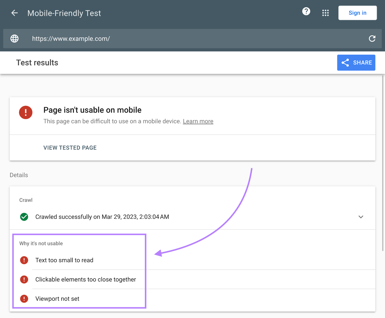 Why it’s not usable section