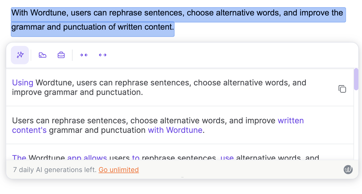 Writing content with Wordtune