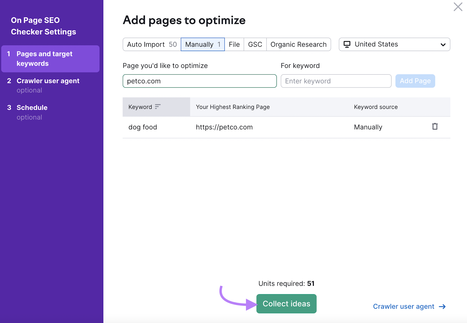 On Page SEO Checker settings