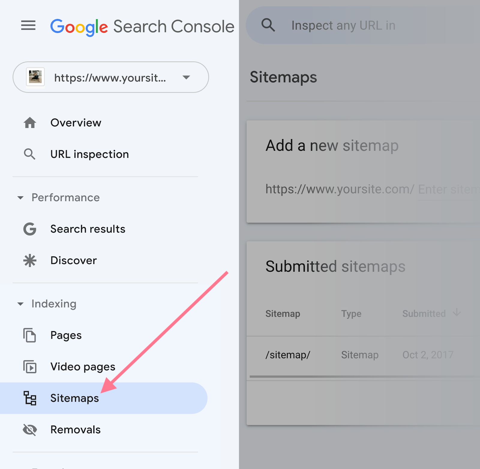 navigate to Sitemaps