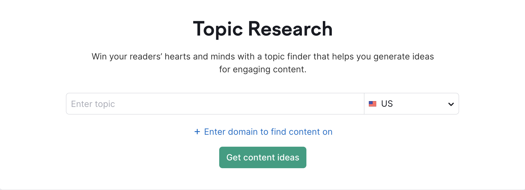 Topic Research landing page. 