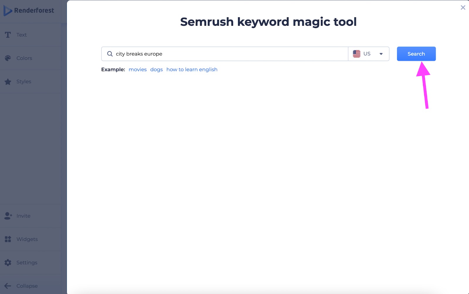 renderforest keyword magic tool