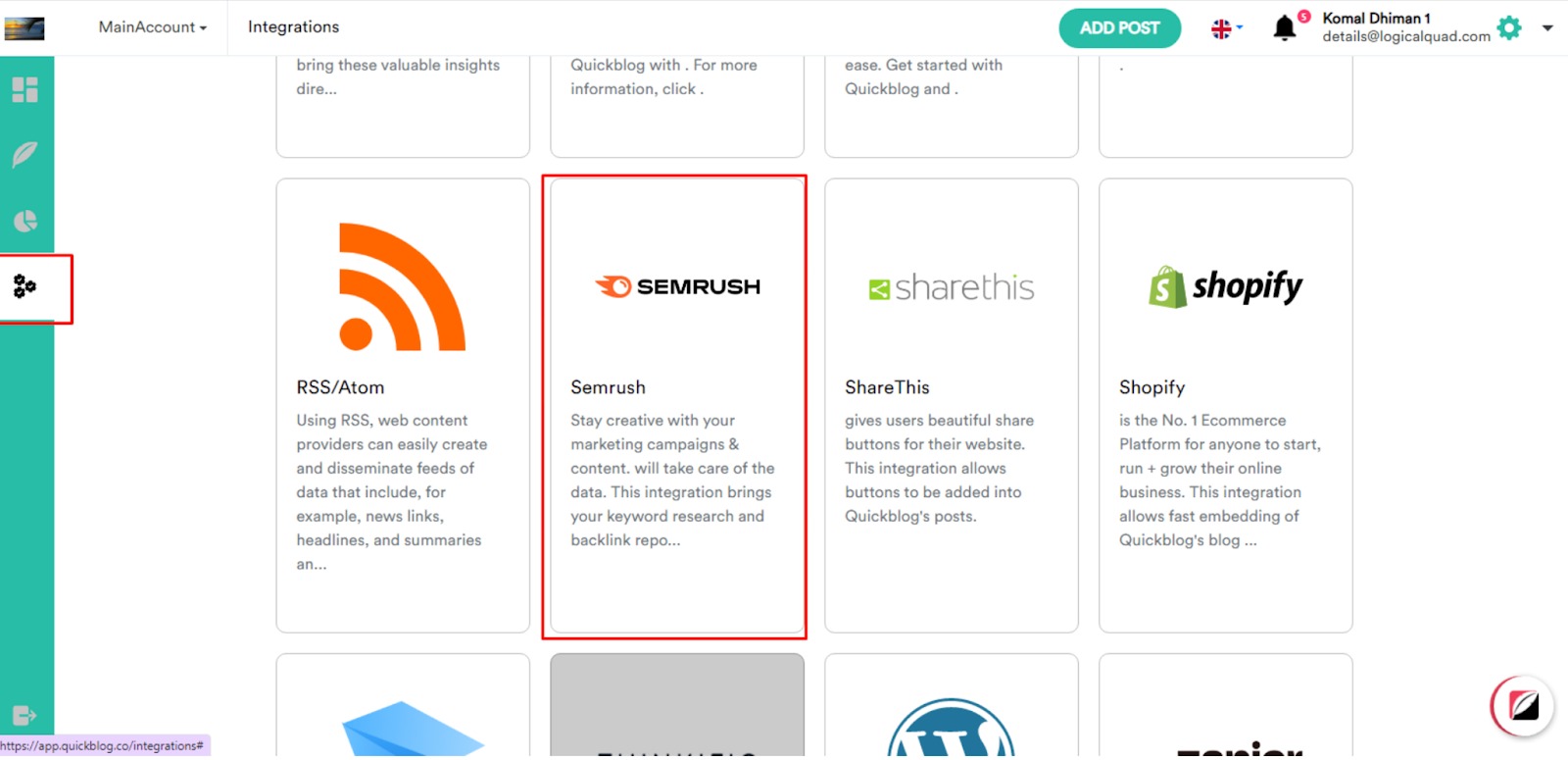 How To Use the Semrush x Quickblog Integration image 1