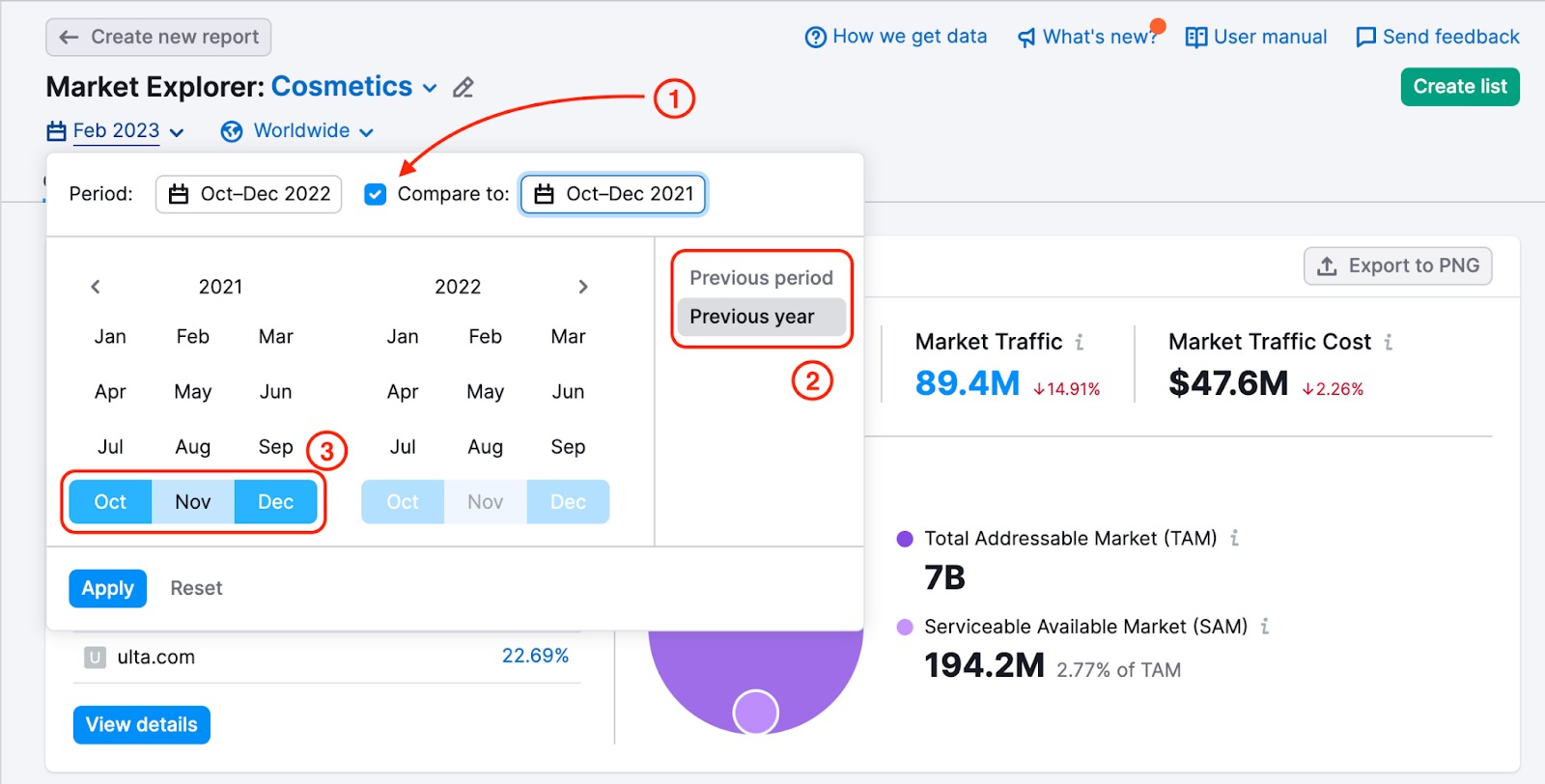 market explorer set custom periods